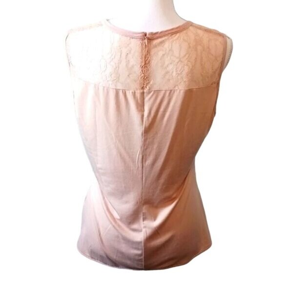 Karen Millen Blush Pink Sleeveless Scalloped Lace Neckline Blouse Size 10 Top - Picture 5 of 11